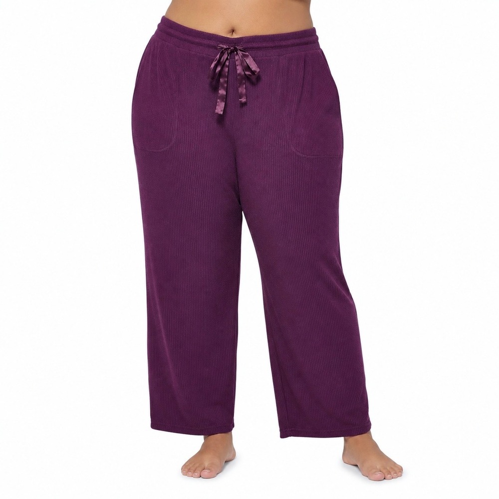 Torrid Sleep Super Soft Plush Rib Straight Leg Pajama Pants Purple 4X / 26 NWT